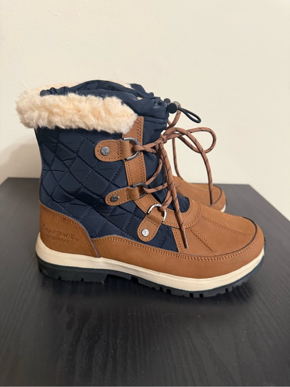 Bearpaw Bethany Waterproof Winter Snow Boots Women's Navy Brown Lace Up Size 7 - Picture 3 of 7